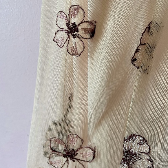 • blush embroidered floral off the shoulder gown • - Picture 8 of 16